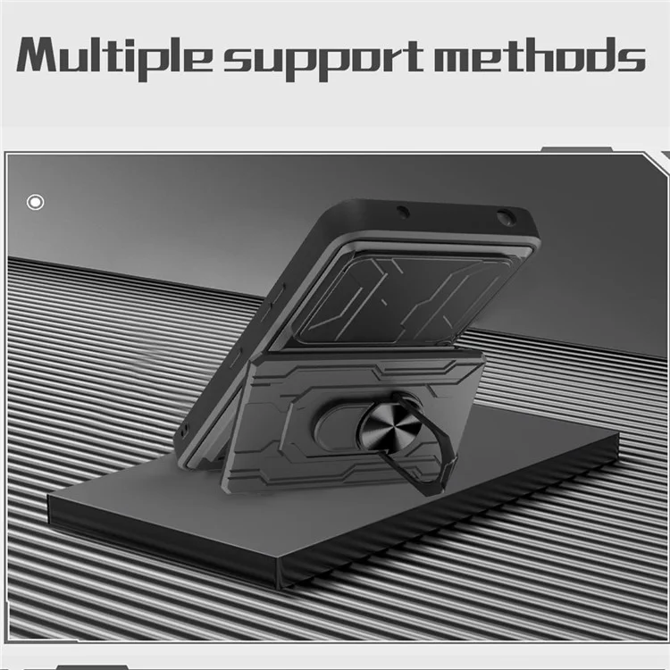 Cover per Xiaomi Redmi Note 14 4G (164,84 mm) - Custodia in PC + TPU con Supporto e Scorrevole Fotocamera - Nero