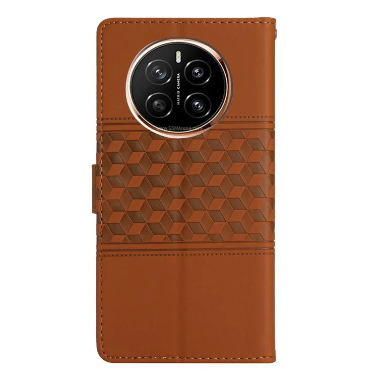 For Honor Magic7 Pro 5G Case Rhombus Leather Horizontal Flip Phone Cover - Brown