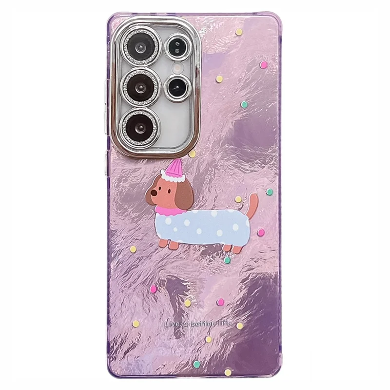 For Samsung Galaxy S24 Ultra Case Dachshund Pattern Design IMD PC + TPU Phone Back Cover with Glass Lens Film - LC5