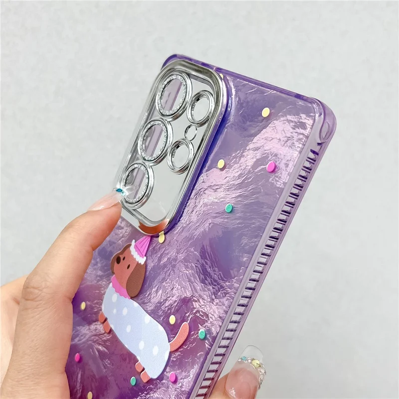 For Samsung Galaxy S24 Ultra Case Dachshund Pattern Design IMD PC + TPU Phone Back Cover with Glass Lens Film - LC5
