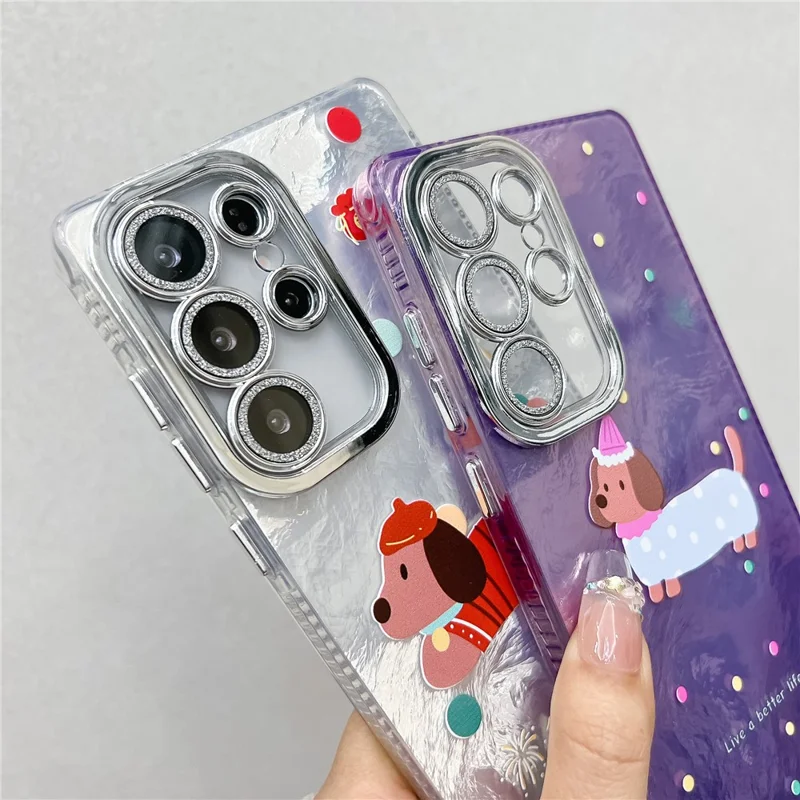 For Samsung Galaxy S24 Ultra Case Dachshund Pattern Design IMD PC + TPU Phone Back Cover with Glass Lens Film - LC5