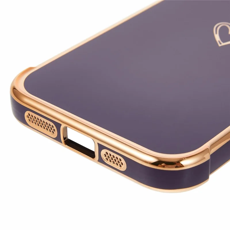Obudowa na iPhone'a 16e z Motywem Serc TPU z Powłoką Galwaniczną - Ciemnopurpurowa