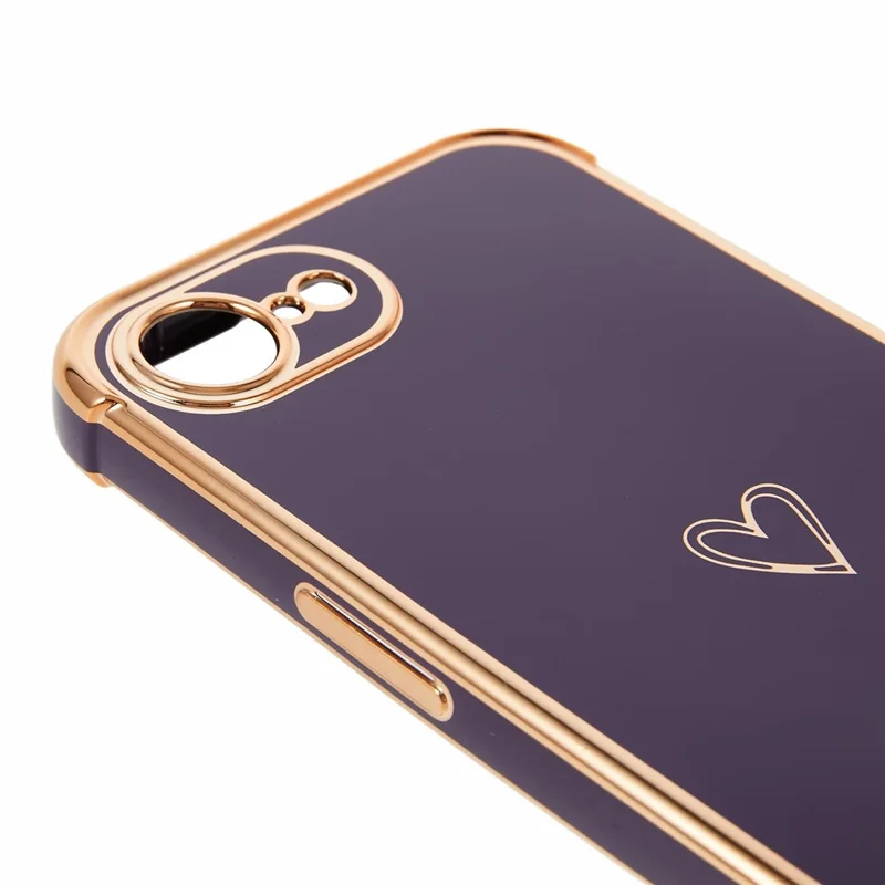 Obudowa na iPhone'a 16e z Motywem Serc TPU z Powłoką Galwaniczną - Ciemnopurpurowa