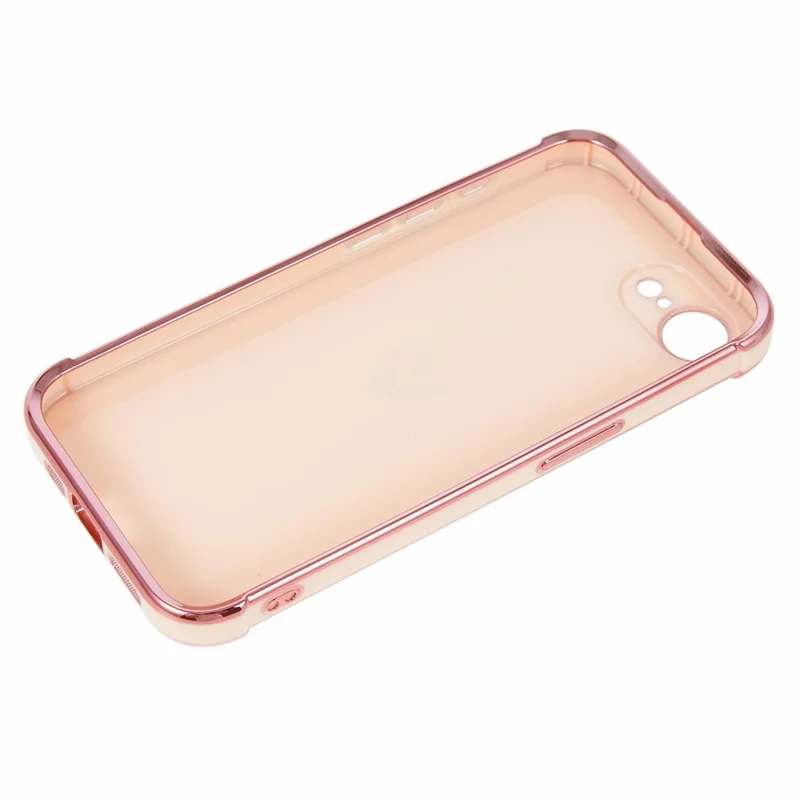 For iPhone 17e / 16e Case Love Heart Pattern TPU Phone Cover Electroplating Edge - Pink