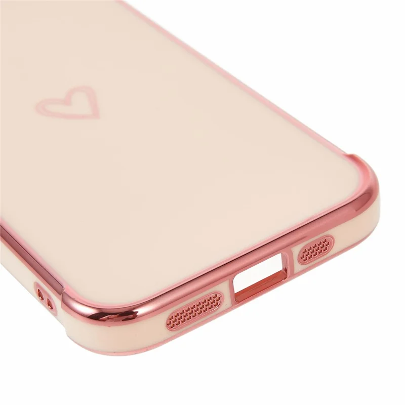 For iPhone 17e / 16e Case Love Heart Pattern TPU Phone Cover Electroplating Edge - Pink