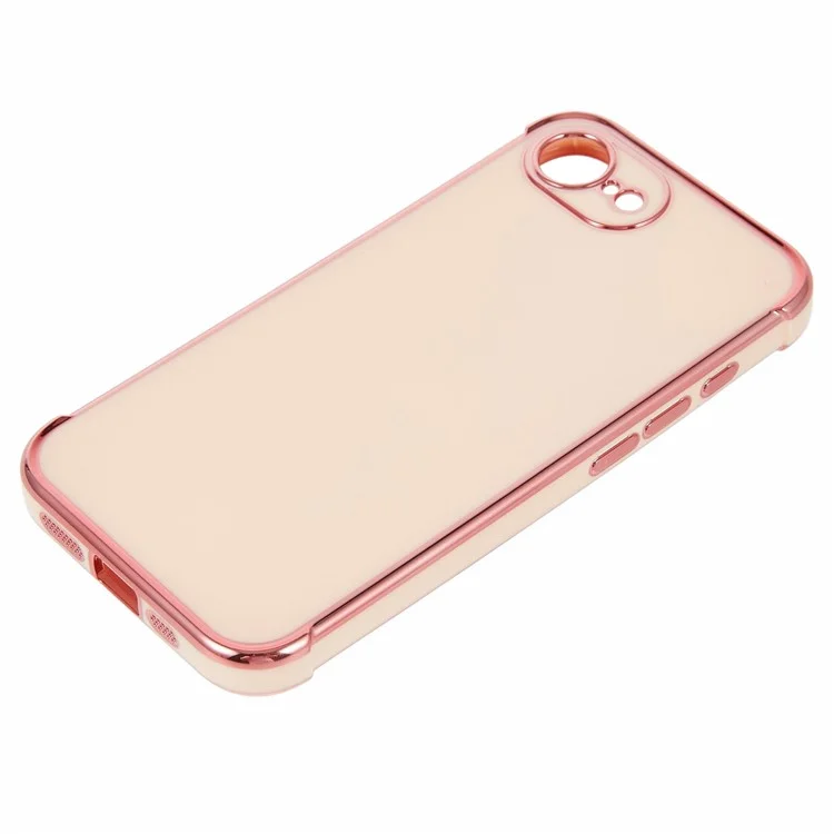 For iPhone 16e Case Electroplated Frame TPU Soft Phone Cover - Pink