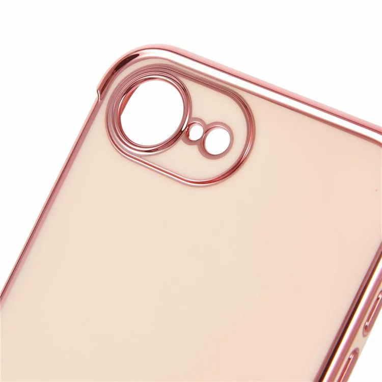 For iPhone 16e Case Electroplated Frame TPU Soft Phone Cover - Pink