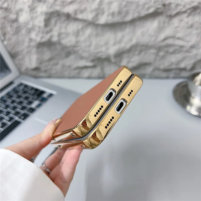 For iPhone 16e Hoesje Nappa Structuur PC + PU + TPU Telefoon Achterkant - Bruin