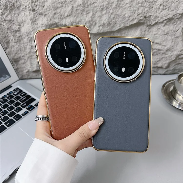 For Huawei Mate 70 Case Nappa Texture PC + PU + TPU Phone Back Cover - Brown