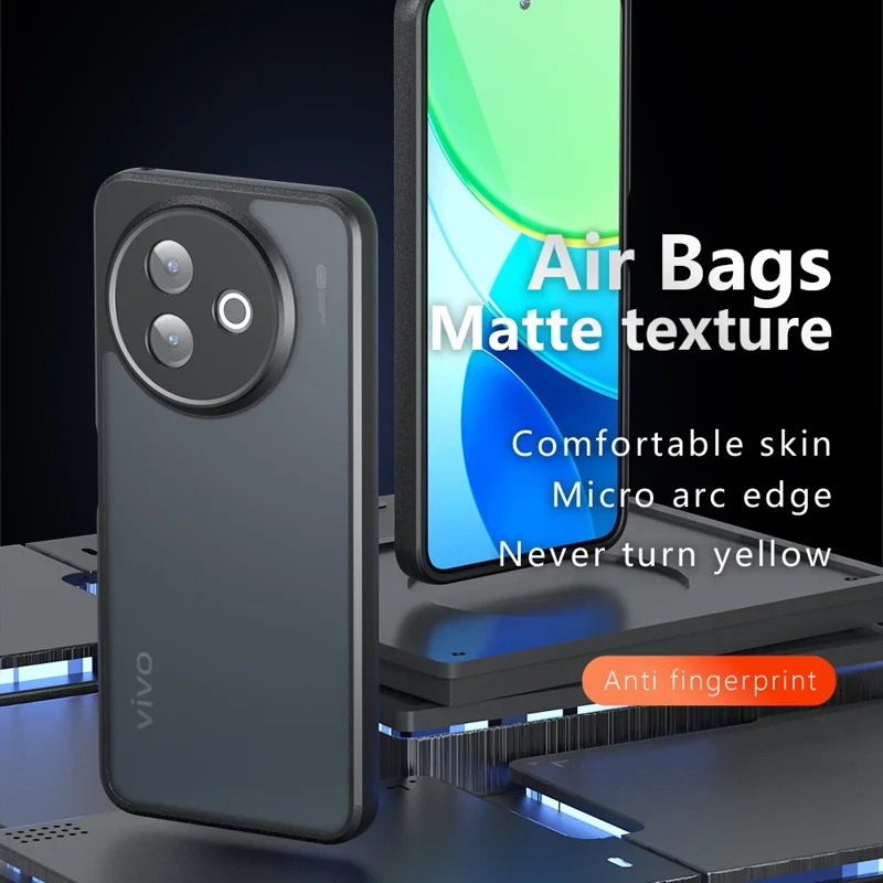 For vivo Y39 5G Case Skin-Touch TPU + PC Matte Phone Back Cover, Transparent Black