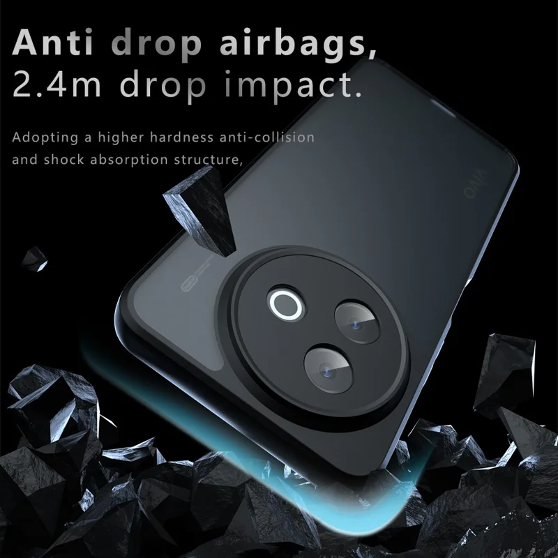 For vivo Y39 5G Case Skin-Touch TPU + PC Matte Phone Back Cover, Transparent Black