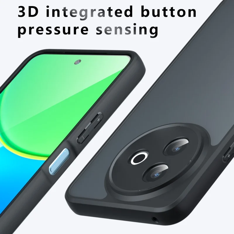 For vivo Y39 5G Case Skin-Touch TPU + PC Matte Phone Back Cover, Transparent Black