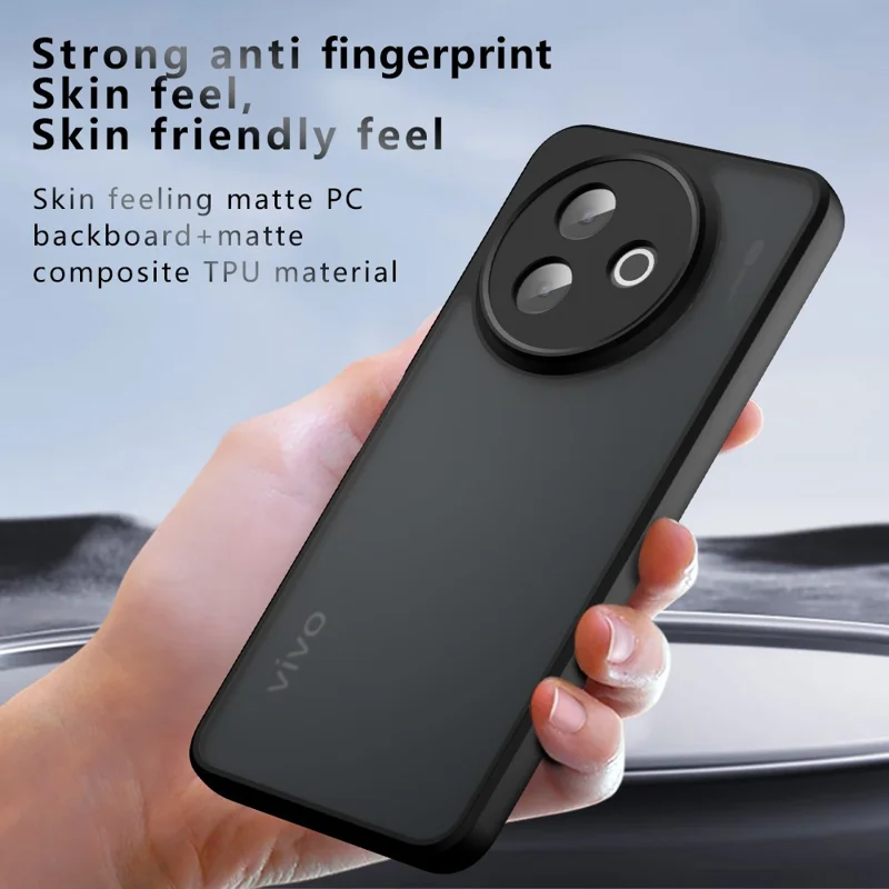 For vivo Y39 5G Case Skin-Touch TPU + PC Matte Phone Back Cover, Transparent Black