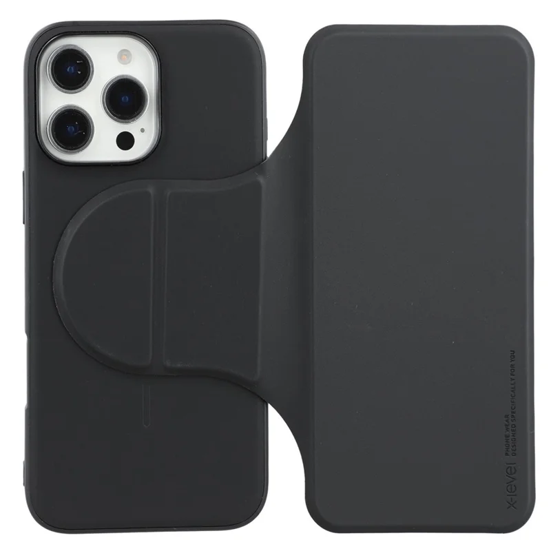 X-LEVEL For iPhone 16 Pro Magnetic Case Leather Flip Stand Phone Cover with Card Holder Detachable Design - Black