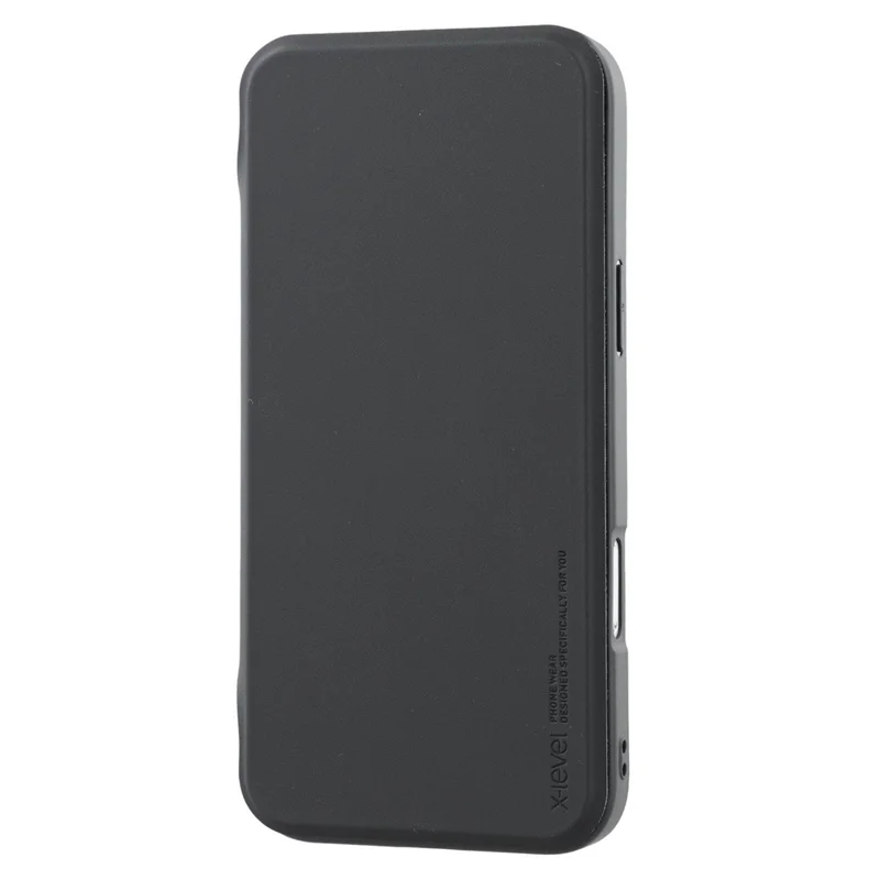 X-LEVEL For iPhone 16 Pro Magnetic Case Leather Flip Stand Phone Cover with Card Holder Detachable Design - Black