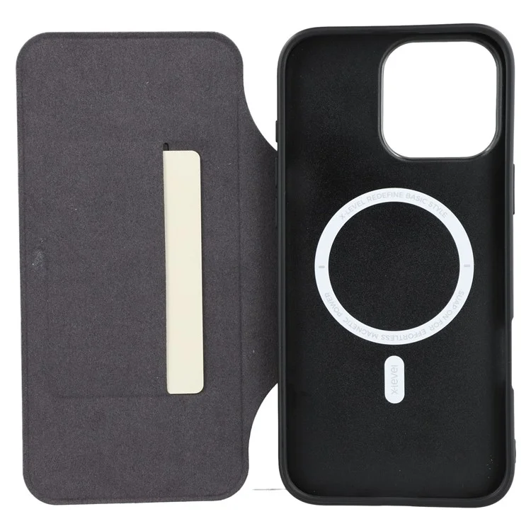 Capa X-LEVEL para iPhone 16 Pro Max com Design Magnético de Couro, Suporte Flip, Porta-cartões e Design Destacável - Preto