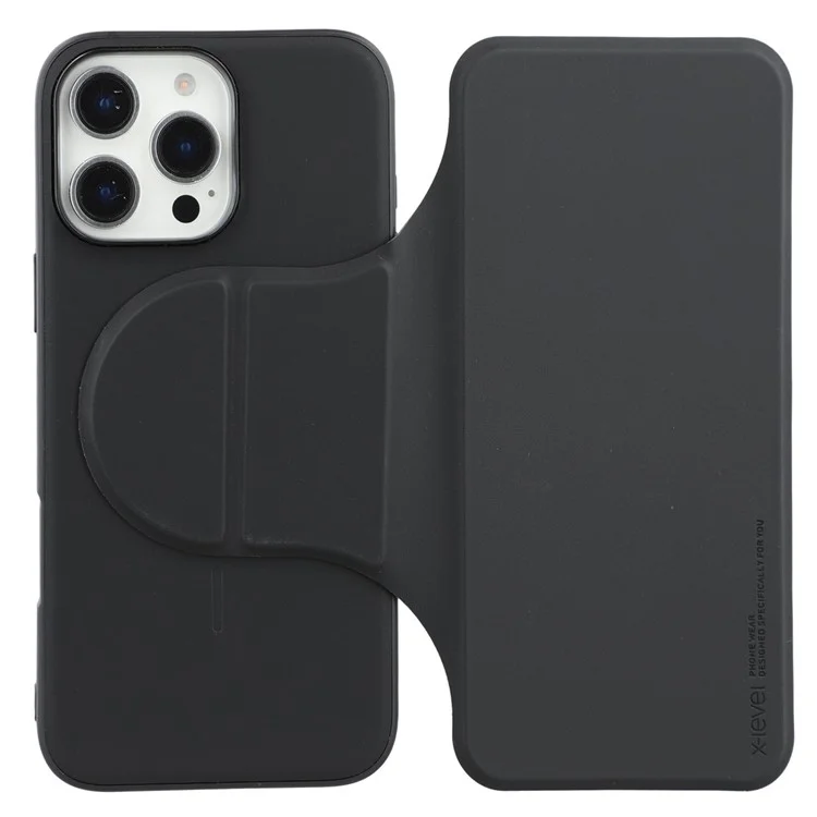 Capa X-LEVEL para iPhone 16 Pro Max com Design Magnético de Couro, Suporte Flip, Porta-cartões e Design Destacável - Preto