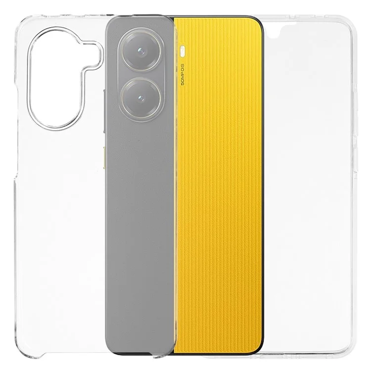 Für Xiaomi Poco X7 Pro 5G / Redmi Turbo 4 5G Hülle TPU-Rahmen Transparente Acryl-Rückseite Handyhülle mit PET-Folie