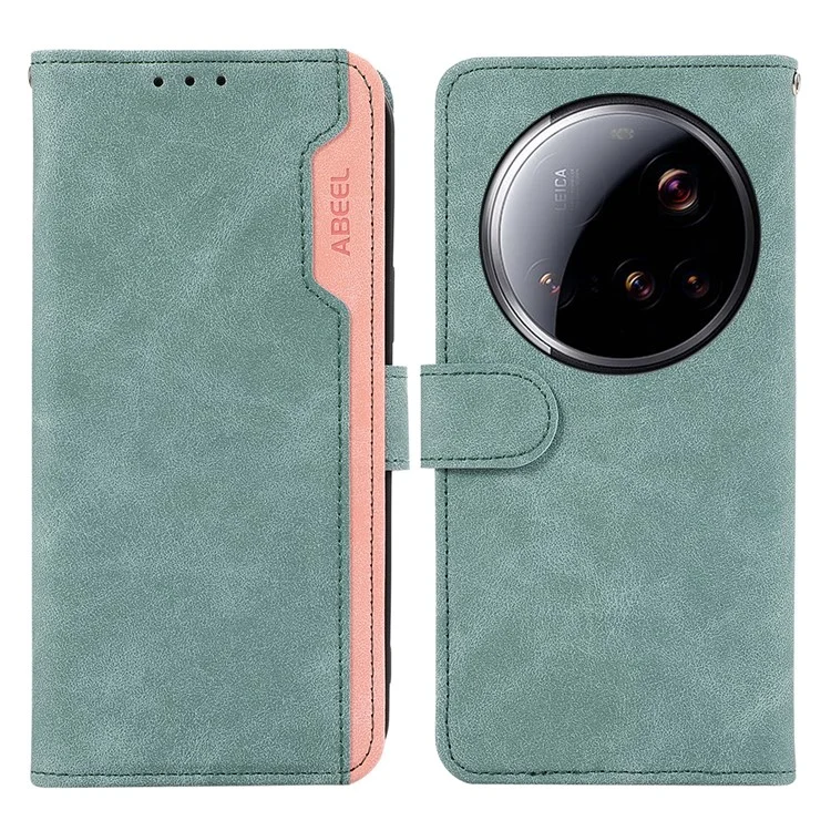 ABEEL Für Xiaomi 15 Ultra Hülle Farblich Abgesetzt Leder Flip Handyhülle RFID-Blockierung - Babyblau