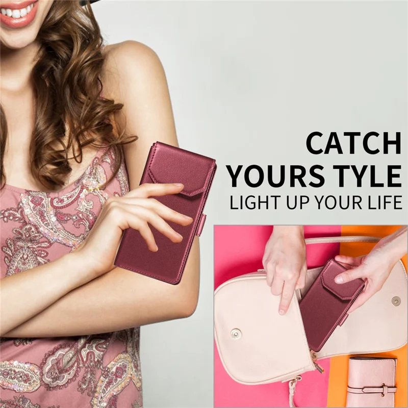 For Google Pixel 10 Pro / 10 / 9 Pro / 9 Case with Multi-Card Holder and Strap PU Leather Phone Cover Stand - Wine Red