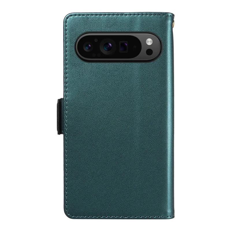 For Google Pixel 10 Pro / 10 / 9 Pro / 9 Case with Multi-Card Holder and Strap PU Leather Phone Cover Stand - Green