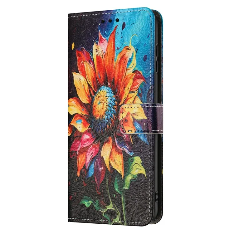 YX-2501 Leather Case For Honor X7c 4G  /  200 Smart 5G  /  Play 60 Plus 5G  /  Play 9T Pattern Printing Wallet Phone Cover - Sunflower