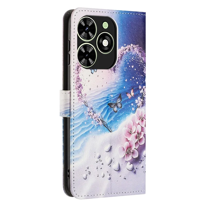 YX-2501 Pattern Printing Leather Phone Case For TECNO Spark Go 2024 4G  /  Spark 20  /  20C  /  Pop 8  /  Infinix Smart 8 4G  /  Hot 40i - Heart Butterfly