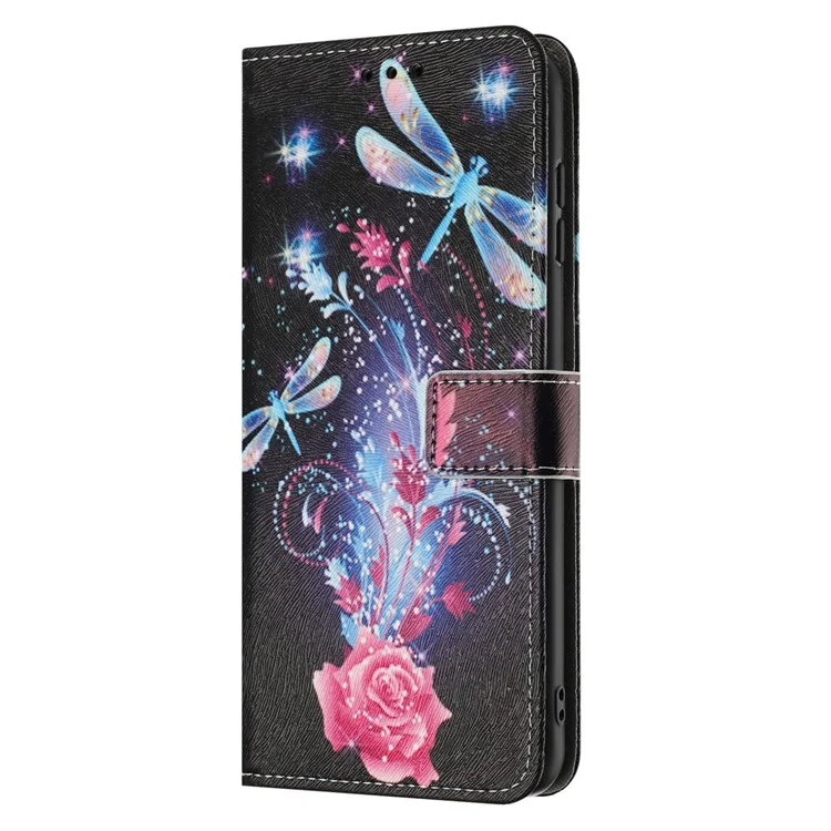 YX-2501 Für Sony Xperia 10 VI Hülle Muster Bedrucken Pu-Leder Brieftasche Handyhülle mit Schlüsselband - Libelle