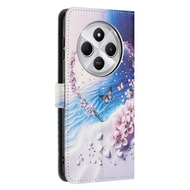 YX-2501 Pattern Printing Leather Phone Case with Lanyard For Xiaomi Redmi 14C 4G  /  14R 5G  /  A4 5G  /  A3 Pro 4G  /  Poco C75 4G - Heart Butterfly