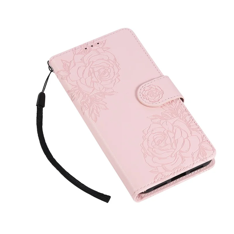 For Google Pixel 8 Case Rose Flower PU Leather Wallet Phone Cover with 3 Card Slots - Rose Gold