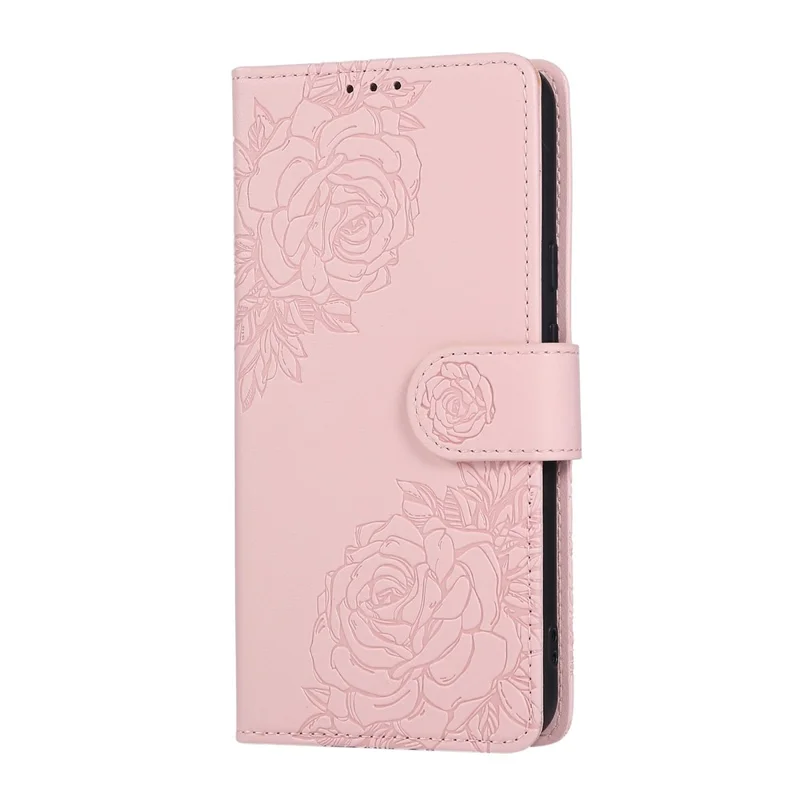 For Google Pixel 8 Case Rose Flower PU Leather Wallet Phone Cover with 3 Card Slots - Rose Gold