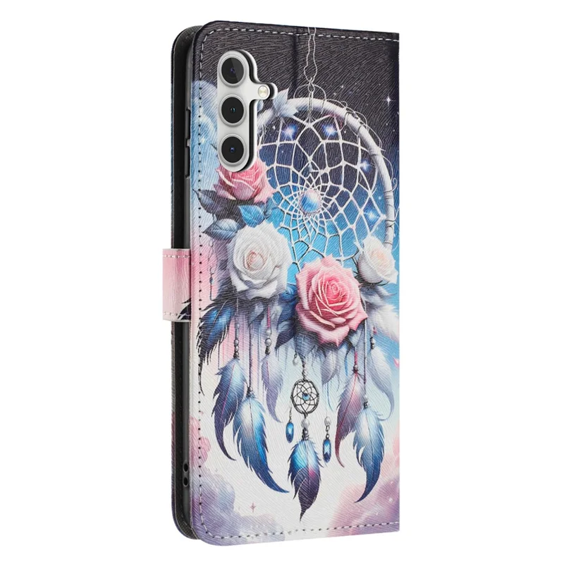 YX-2501 For Samsung Galaxy A56 5G Case Pattern Printing PU Leather Wallet Phone Cover with Lanyard - Flower Wind Chime