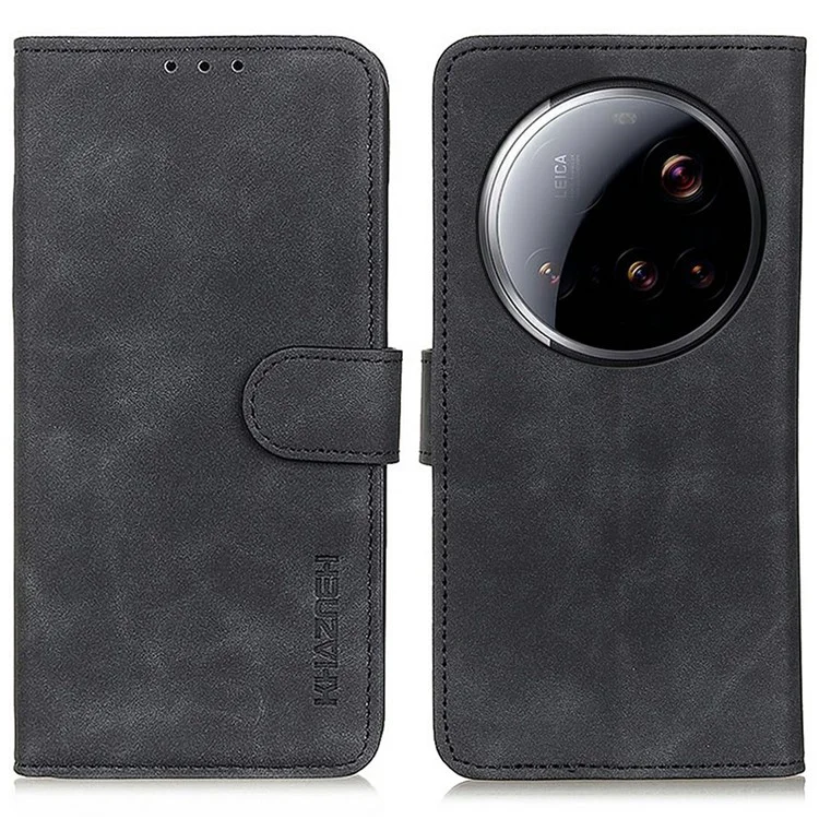 KHAZNEH per Xiaomi 15 Ultra Cover in Pelle PU Texture Retrò Custodia per Cellulare - Nero