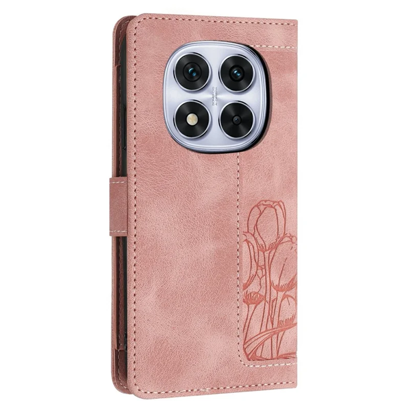 For Xiaomi Redmi Note 14 Pro 4G Case Tulip Leather Phone Cover with 5 Card Slots Wallet - Pink