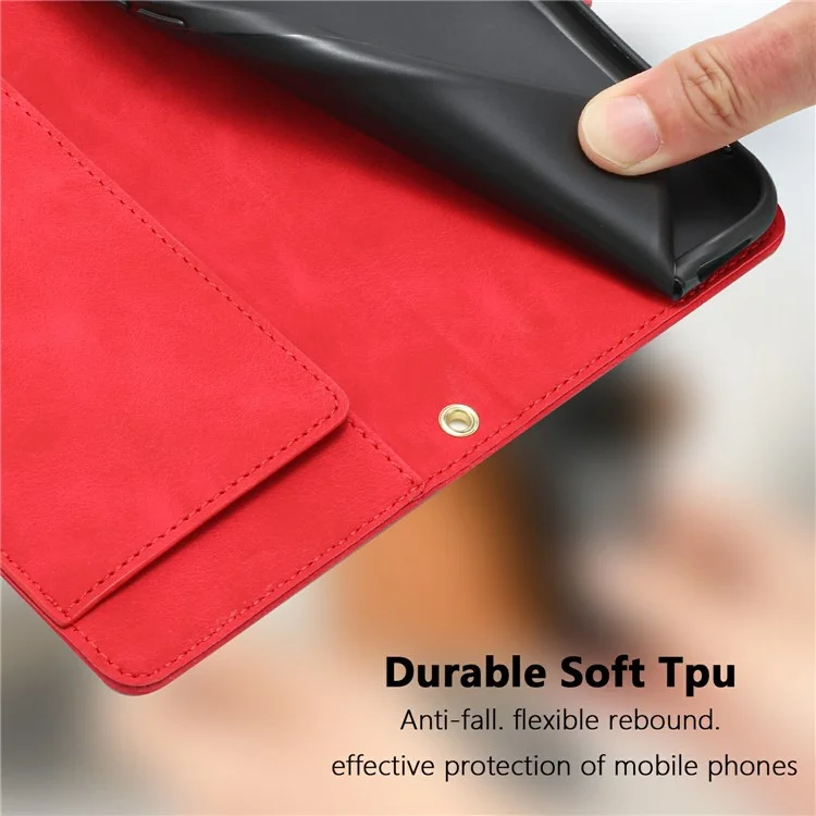 For Samsung Galaxy A25e Case Tulip Leather Phone Cover with 5 Card Slots Wallet - Red