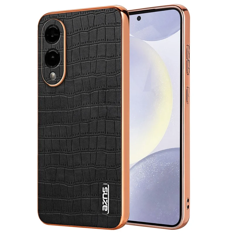 AZNS Pour étui Samsung Galaxy S25 Edge Électropoli Texture Crocodile PU + TPU Coque de téléphone - Noir