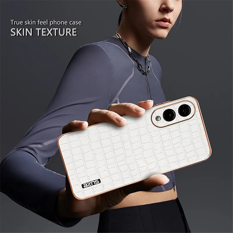 AZNS Pour étui Samsung Galaxy S25 Edge Électropoli Texture Crocodile PU + TPU Coque de téléphone - Noir