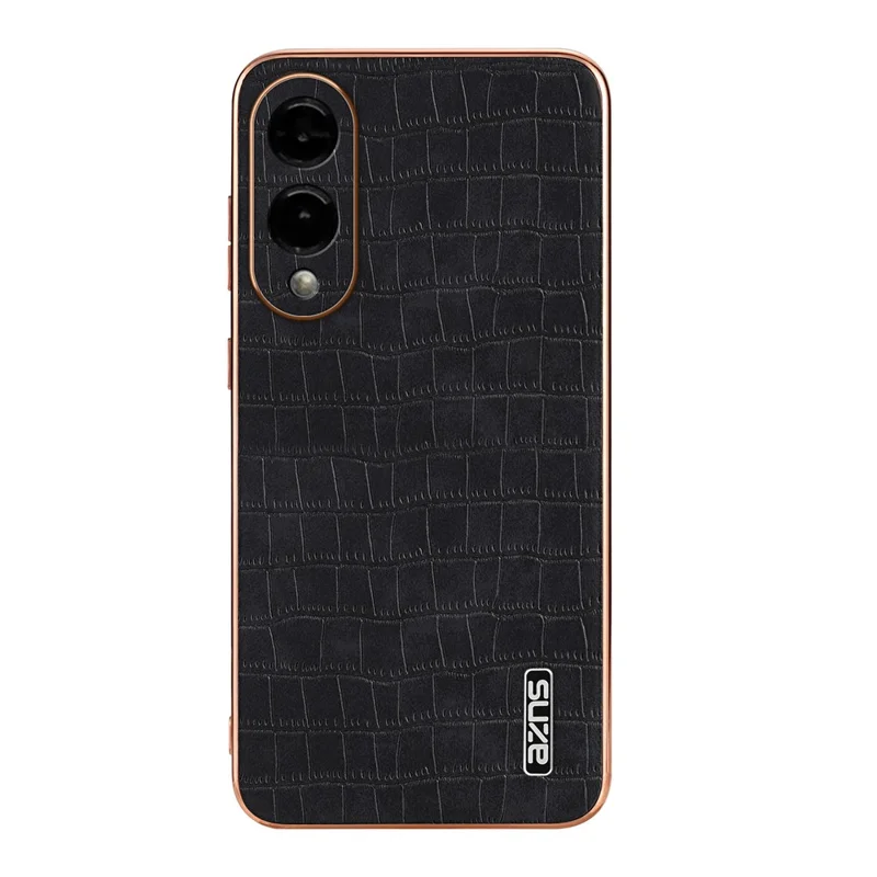 AZNS Pour étui Samsung Galaxy S25 Edge Électropoli Texture Crocodile PU + TPU Coque de téléphone - Noir