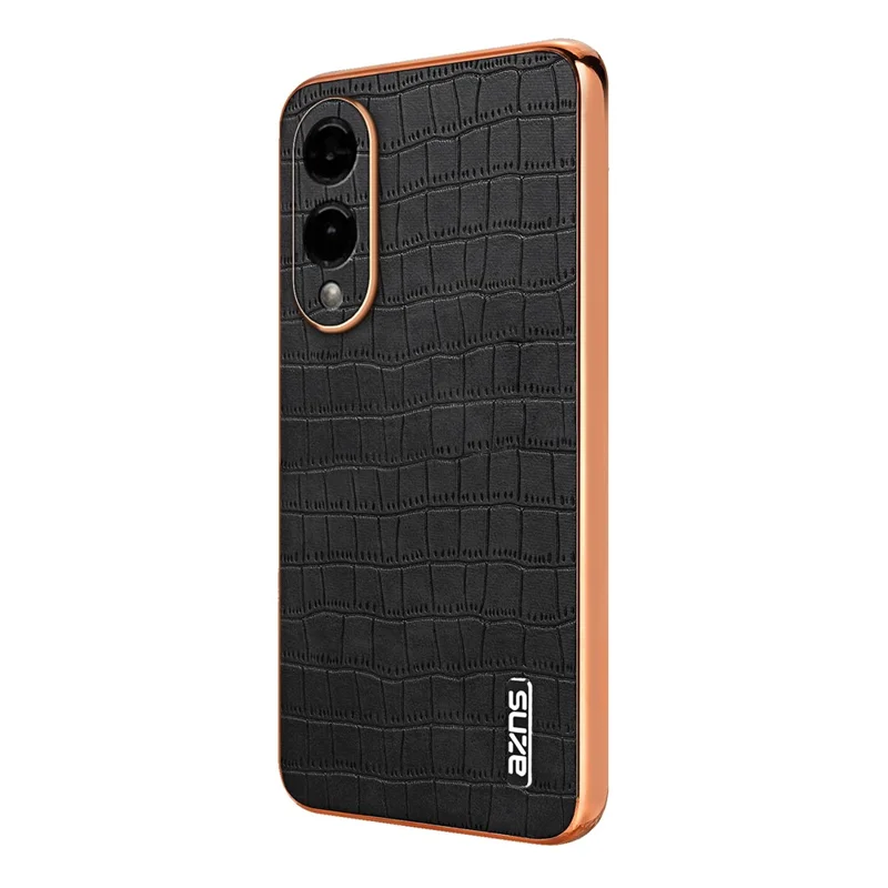 AZNS Pour étui Samsung Galaxy S25 Edge Électropoli Texture Crocodile PU + TPU Coque de téléphone - Noir