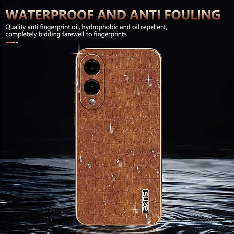 AZNS Pour étui Samsung Galaxy S25 Edge Électropoli Texture Crocodile PU + TPU Coque de téléphone - Noir