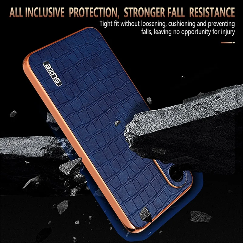AZNS Pour étui Samsung Galaxy S25 Edge Électropoli Texture Crocodile PU + TPU Coque de téléphone - Noir