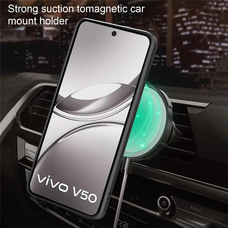Étui pour vivo V50 5G avec couvercle coulissant pour caméra PC + TPU avec support - Noir