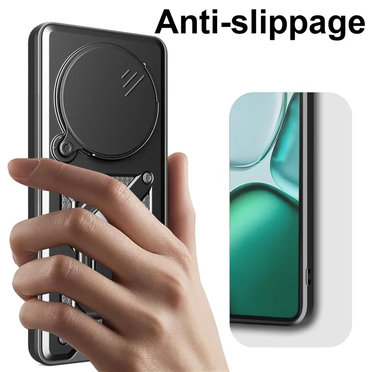 For Honor X60 5G / X9c Smart 5G Hülle mit Kamera-Schiebeschutz PC + TPU Ständer Handyhülle - Schwarz