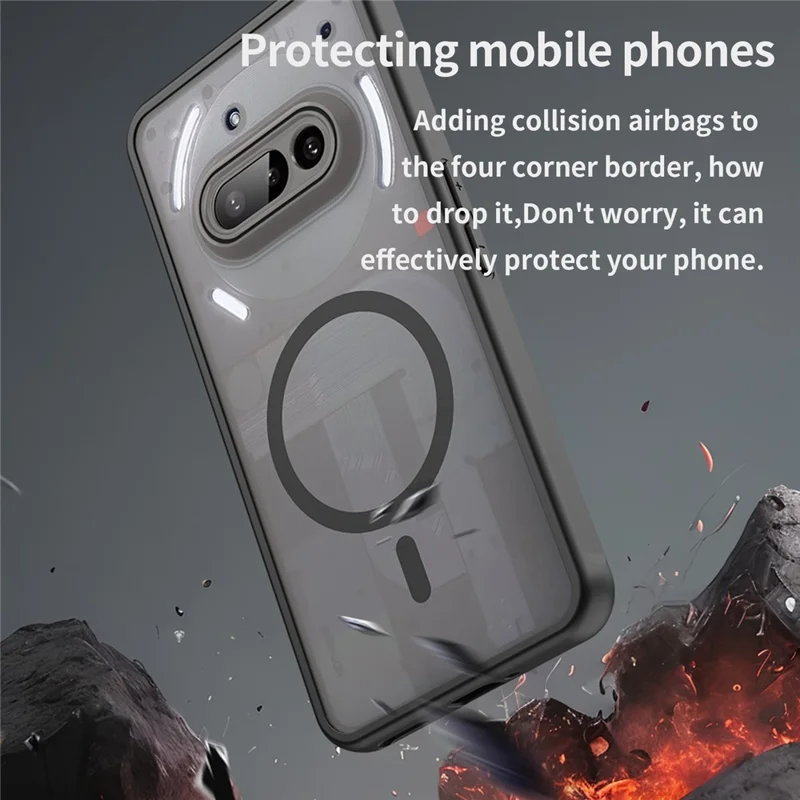 Чехол для Nothing Phone (3a), совместимый с MagSafe, противоударный, из поликарбоната + TPU - Черный