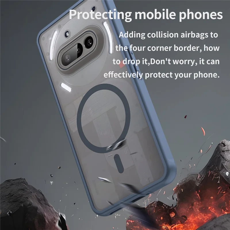 For Nothing Phone (3a) Magnetic Case Anti Drop PC + TPU Phone Cover - Blue