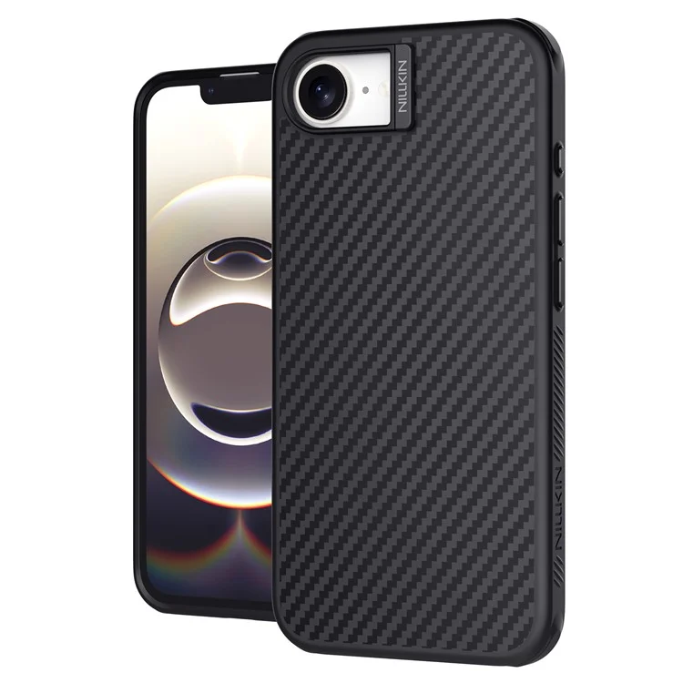 NILLKIN per iPhone 16e Custodia magnetica Texture in fibra di carbonio TPU + PC Custodia antishock - Nero