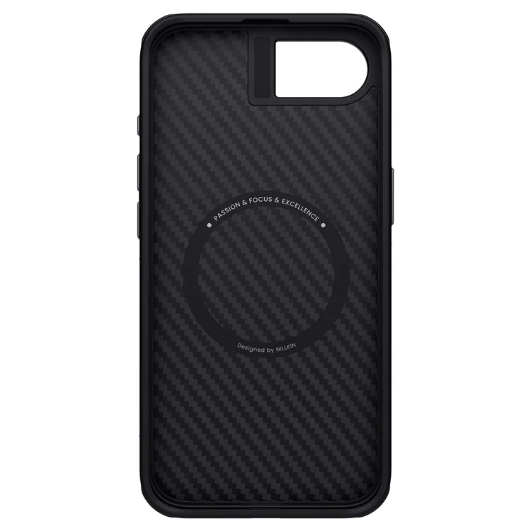 NILLKIN per iPhone 16e Custodia magnetica Texture in fibra di carbonio TPU + PC Custodia antishock - Nero