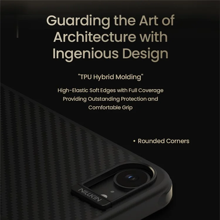 NILLKIN per iPhone 16e Custodia magnetica Texture in fibra di carbonio TPU + PC Custodia antishock - Nero