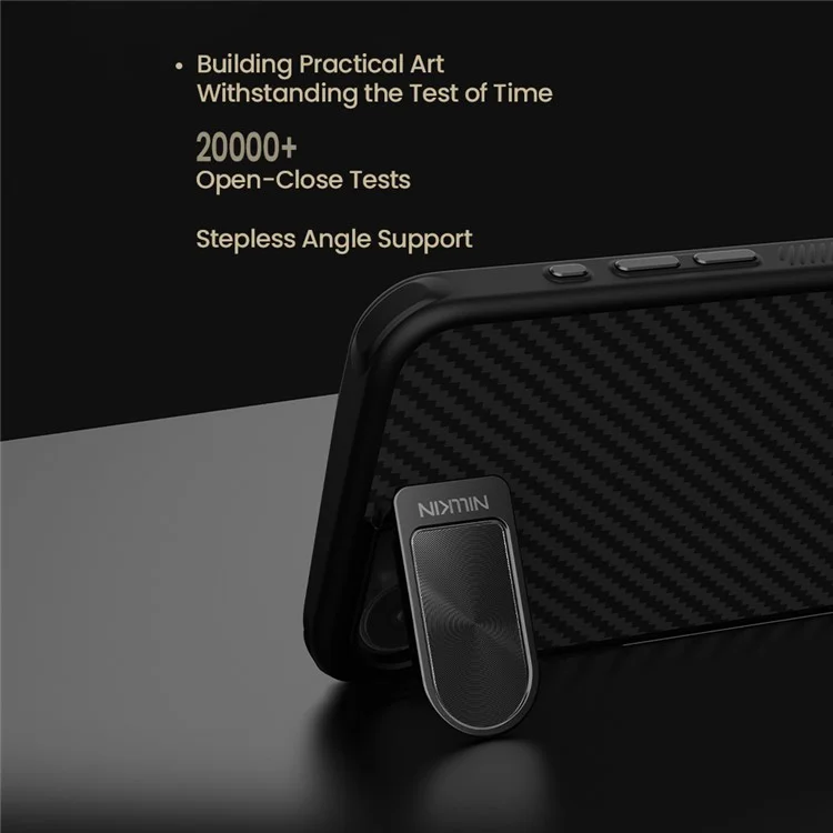 NILLKIN For iPhone 16e Case Compatible with MagSafe TPU + Aramid Fiber Lens Cover Kickstand Phone Cover