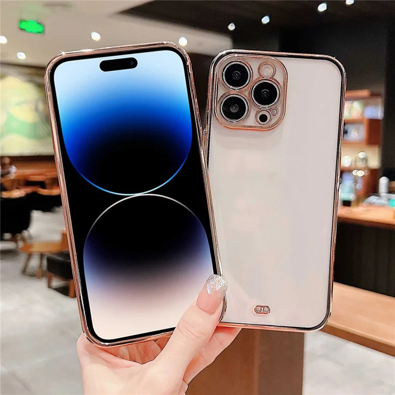 Cell Phone Case for iPhone 14 Pro, Anti-dust TPU Electroplating Mobile Phone Cover - Black